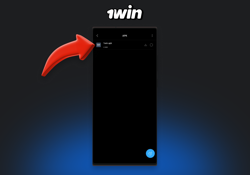 Para instalar la aplicación móvil 1win para Android, busque el archivo APK descargado en su teléfono inteligente